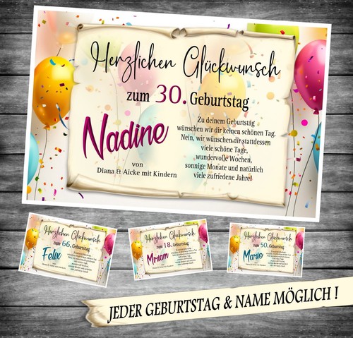 Urkunde karte geburtstag - -,