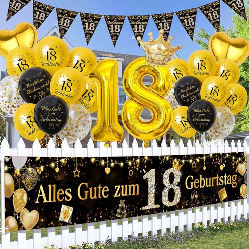 Geburtstag deko set - 18, schwarz